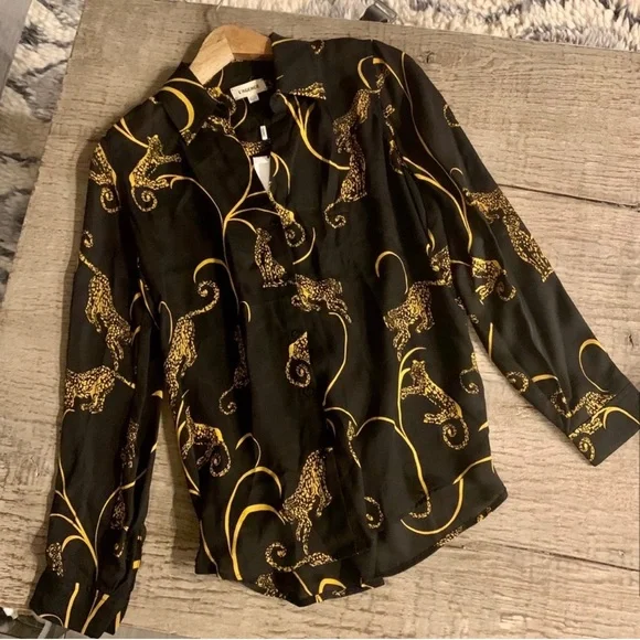 L’Agence Nina Blouse in Black/Gold Tiger.